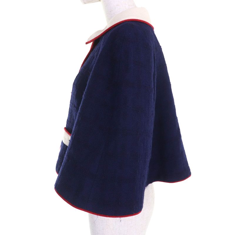 CHANEL P51806 Wool Silk Coco Button Short Length Short Sleeve Wool Tweed Jacket