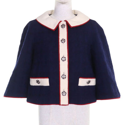 CHANEL P51806 Wool Silk Coco Button Short Length Short Sleeve Wool Tweed Jacket