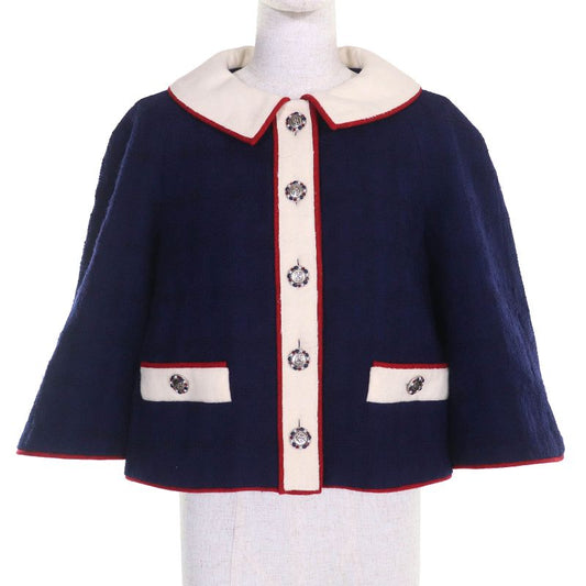 CHANEL P51806 Wool Silk Coco Button Short Length Short Sleeve Wool Tweed Jacket