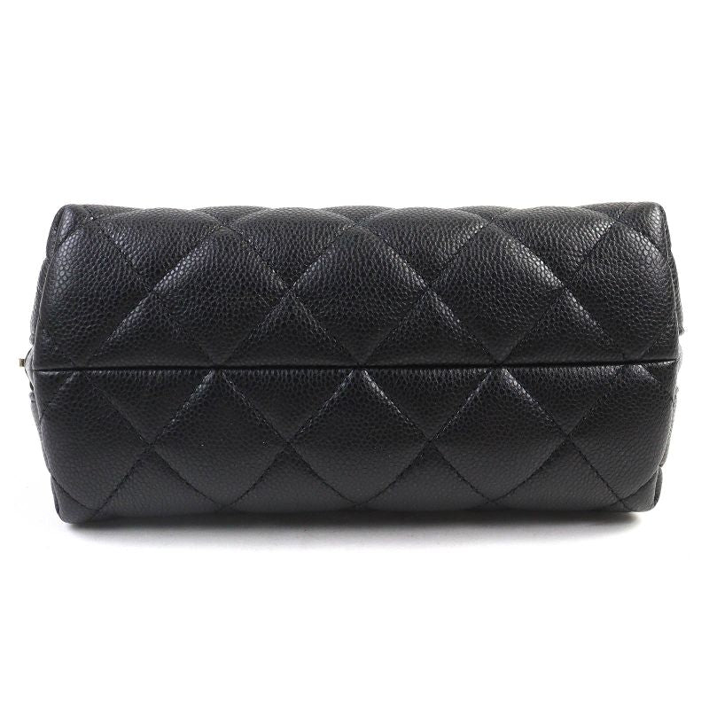 CHANEL Coco Mark Caviar Skin Matelasse Pouch Random Serial Cosmetic Pouch Black