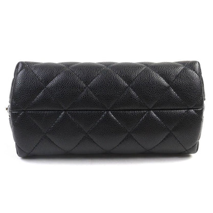 CHANEL Coco Mark Caviar Skin Matelasse Pouch Random Serial Cosmetic Pouch Black