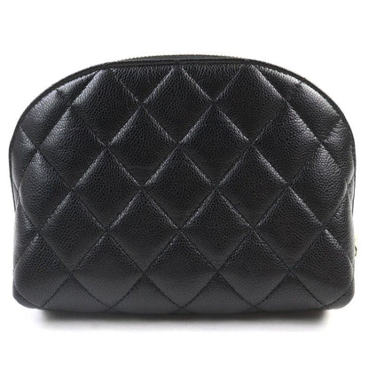 CHANEL Coco Mark Caviar Skin Matelasse Pouch Random Serial Cosmetic Pouch Black