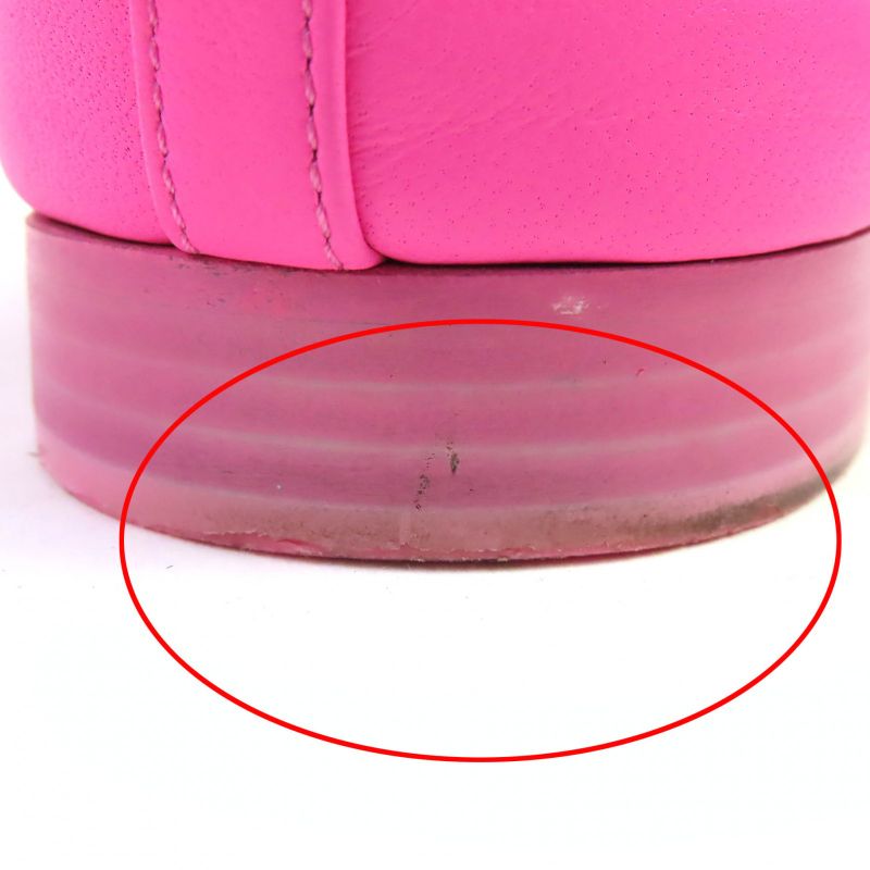 CHANEL G02819 Ballerina Coco Mark Ribbon Leather Flat Shoes Pumps Pink 35.5