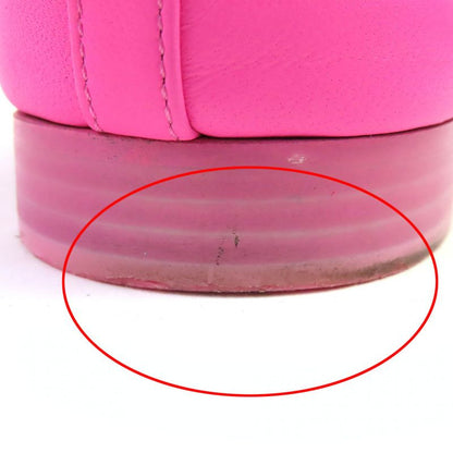 CHANEL G02819 Ballerina Coco Mark Ribbon Leather Flat Shoes Pumps Pink 35.5