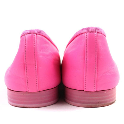 CHANEL G02819 Ballerina Coco Mark Ribbon Leather Flat Shoes Pumps Pink 35.5