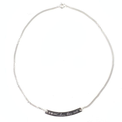 Celine Sv925 Macadam Logo Plate Necklace Pendant Accessory Silver Weight 6.6g