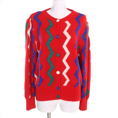 YVES Saint Laurent Yves Saint Laurent Vintage 100% Wool Zigzag Lamé Cardigan