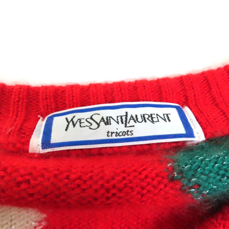YVES Saint Laurent Yves Saint Laurent Vintage 100% Wool Zigzag Lamé Cardigan