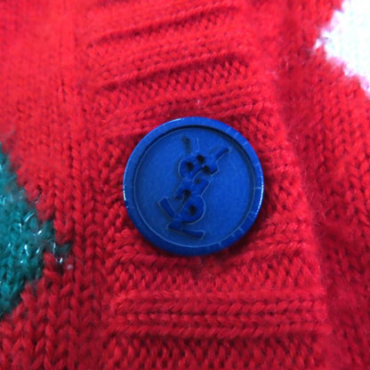 YVES Saint Laurent Yves Saint Laurent Vintage 100% Wool Zigzag Lamé Cardigan