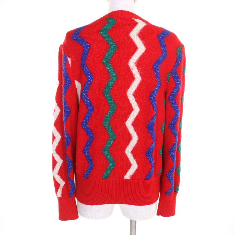 YVES Saint Laurent Yves Saint Laurent Vintage 100% Wool Zigzag Lamé Cardigan