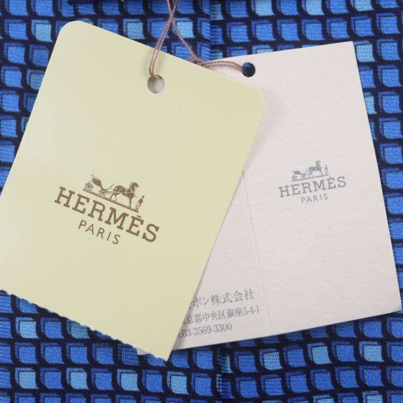 Hermes 645756 Cravate Heavy Twill 100% Silk Marine/bleu Moyen/ciel All Over