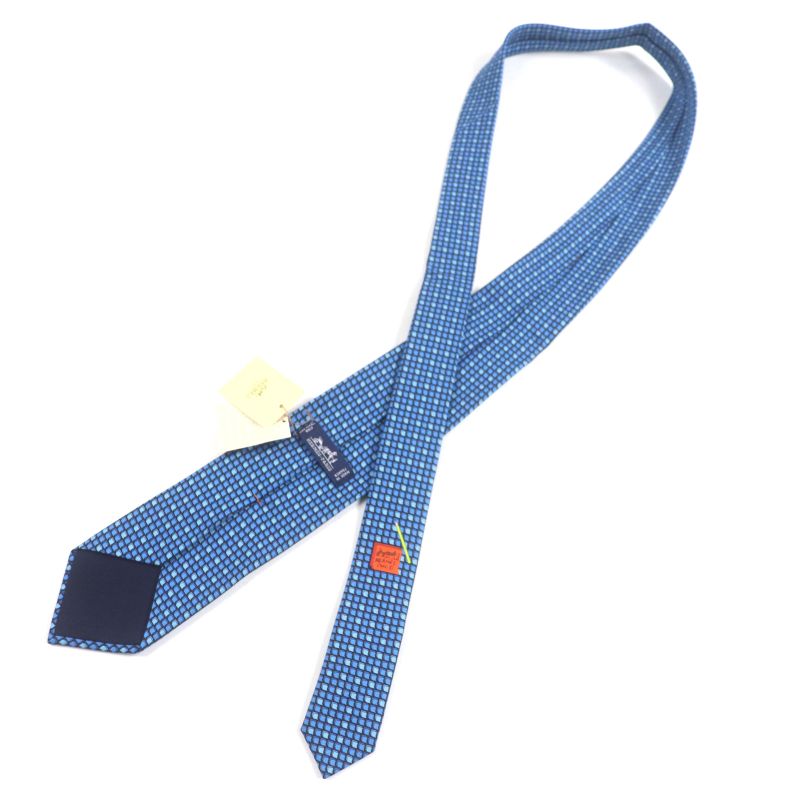 Hermes 645756 Cravate Heavy Twill 100% Silk Marine/bleu Moyen/ciel All Over