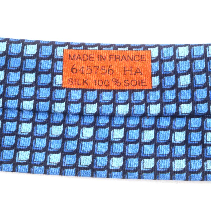 Hermes 645756 Cravate Heavy Twill 100% Silk Marine/bleu Moyen/ciel All Over