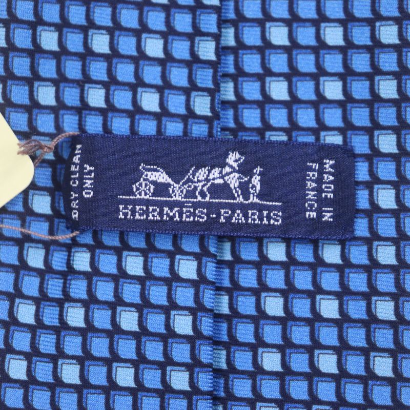 Hermes 645756 Cravate Heavy Twill 100% Silk Marine/bleu Moyen/ciel All Over
