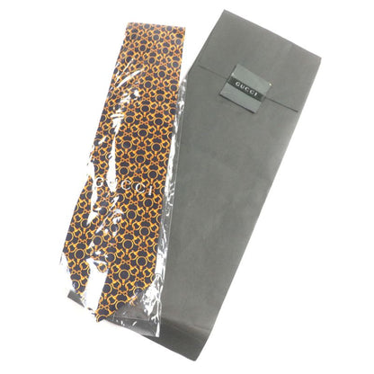Gucci 100% Silk Cravat Bit Pattern Allover Tie Navy Gold Made In Italymade In