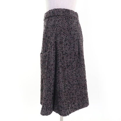 CHANEL P44259v32628 Wool Angora Coco Mark Hardware Tweed Skirt Blackish 36 Made