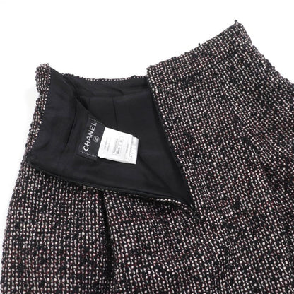 CHANEL P44259v32628 Wool Angora Coco Mark Hardware Tweed Skirt Blackish 36 Made