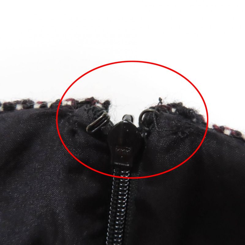 CHANEL P44259v32628 Wool Angora Coco Mark Hardware Tweed Skirt Blackish 36 Made