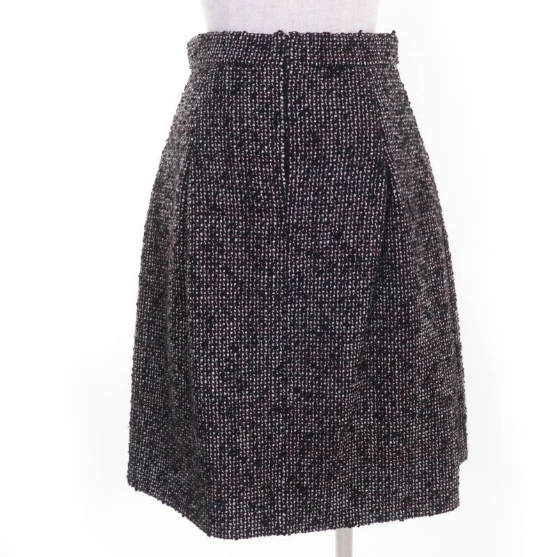 CHANEL P44259v32628 Wool Angora Coco Mark Hardware Tweed Skirt Blackish 36 Made