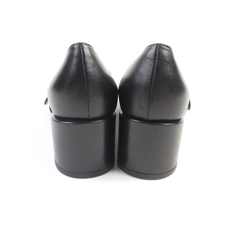 Gucci 700053 Leather Interlocking G Mid Heel Pumps Black Gold Hardware 36.5