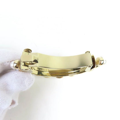 CHANEL I22S Faux Pearl Hair Accessory Barrette With Coco Mark Stone Gold