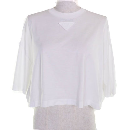 Prada 2021 3560a S212 1Y98 Cotton Triangle Patch Damaged Cropped Jersey Short