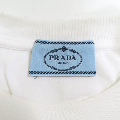 Prada 2021 3560a S212 1Y98 Cotton Triangle Patch Damaged Cropped Jersey Short