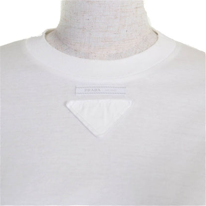 Prada 2021 3560a S212 1Y98 Cotton Triangle Patch Damaged Cropped Jersey Short