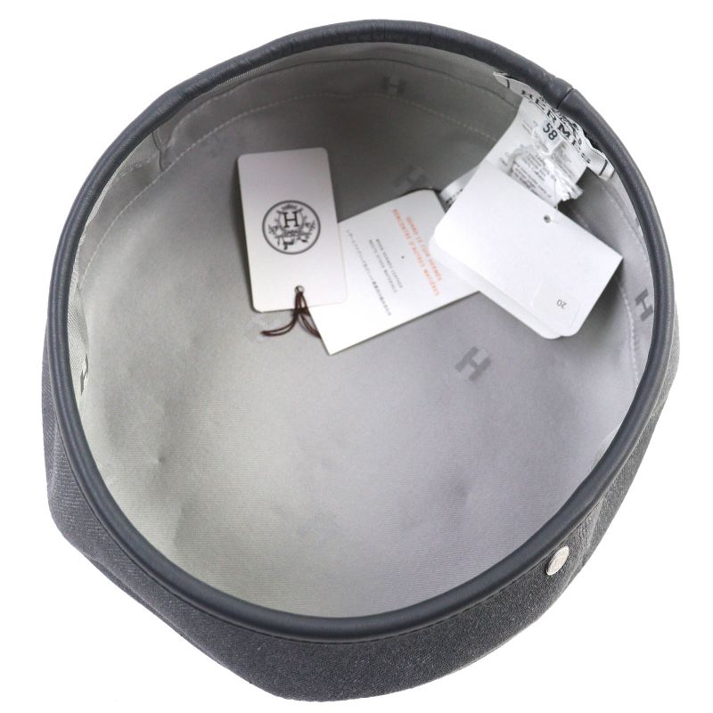 Hermes 222017n Saint Honore 100% Cotton Gri Plump/ardoise Serie Button Leather