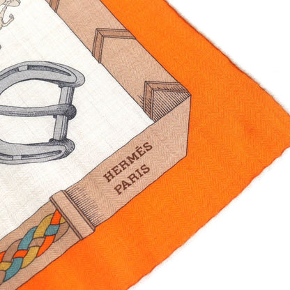 Hermes 24AW Carre Geant Cheveau Des Chene Cashmere Silk Orange/natural/vert De