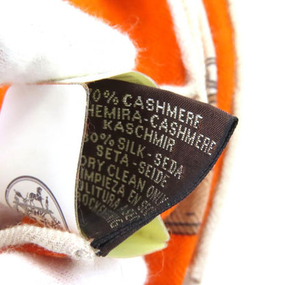 Hermes 24AW Carre Geant Cheveau Des Chene Cashmere Silk Orange/natural/vert De