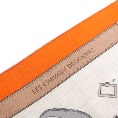 Hermes 24AW Carre Geant Cheveau Des Chene Cashmere Silk Orange/natural/vert De