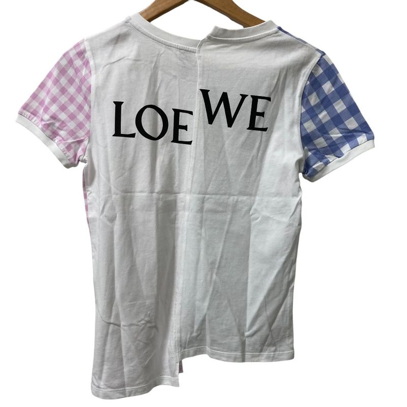 Loewe Gingham Check Logo Print Asymmetrical Docking T-Shirt Size XS Multicolor