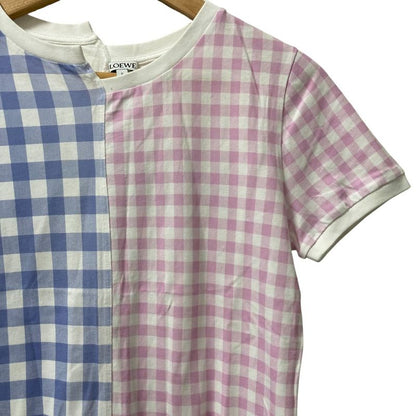 Loewe Gingham Check Logo Print Asymmetrical Docking T-Shirt Size XS Multicolor