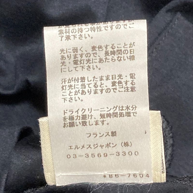 Hermes Embroidered Pocket Crew Neck T-Shirt Size 34 Black Women's Used