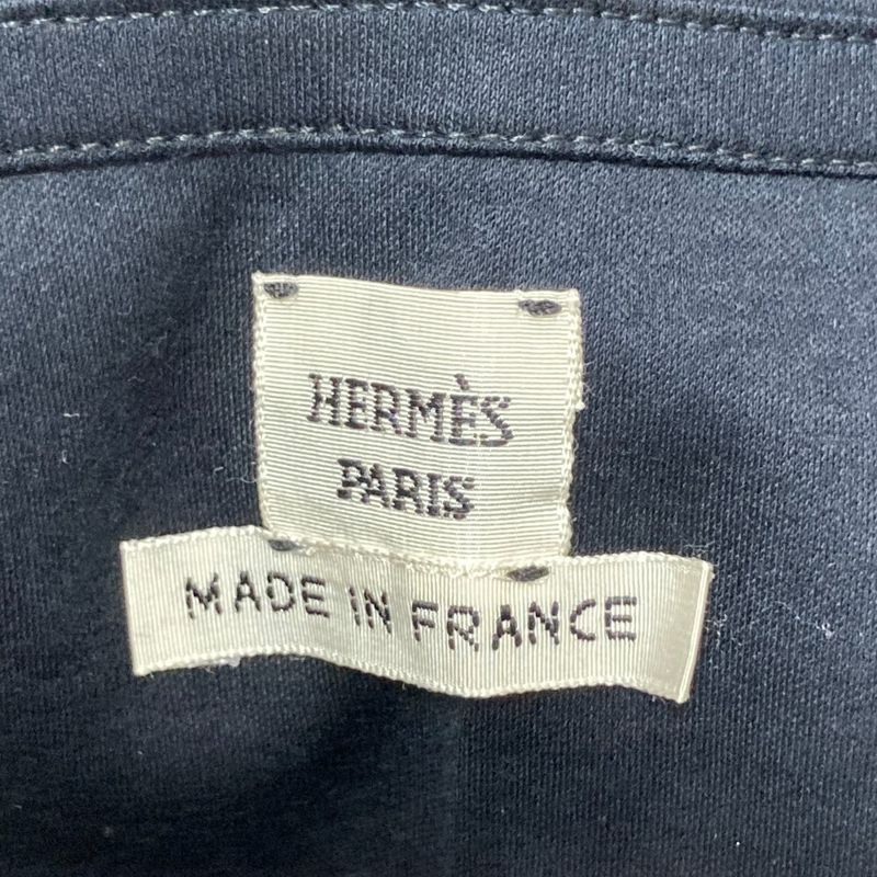 Hermes Embroidered Pocket Crew Neck T-Shirt Size 34 Black Women's Used
