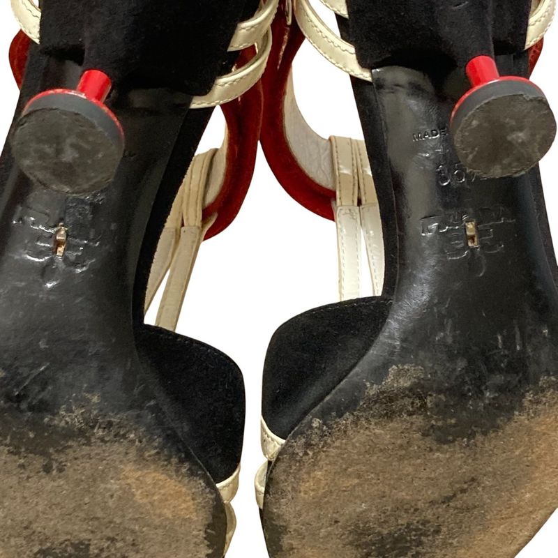 Prada Suede Patent Ankle Strap Heeled Sandals Size 35 1/2 Approx 22.5cm