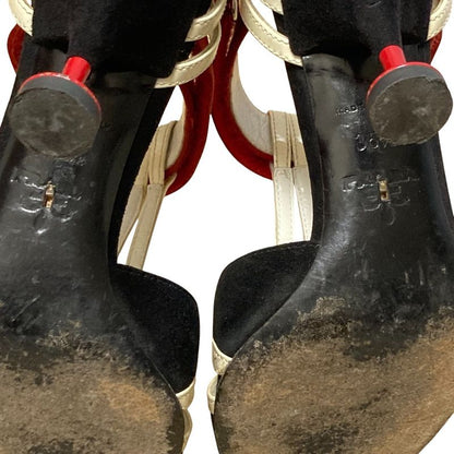 Prada Suede Patent Ankle Strap Heeled Sandals Size 35 1/2 Approx 22.5cm