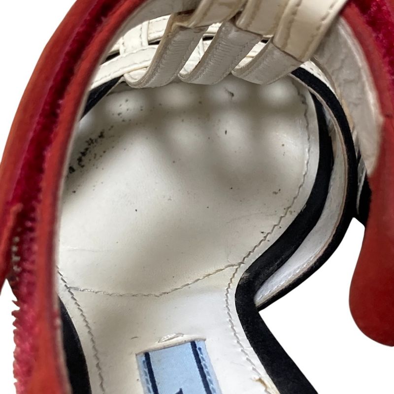 Prada Suede Patent Ankle Strap Heeled Sandals Size 35 1/2 Approx 22.5cm
