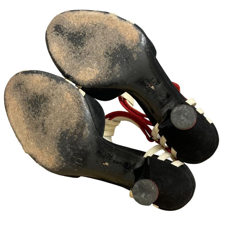 Prada Suede Patent Ankle Strap Heeled Sandals Size 35 1/2 Approx 22.5cm