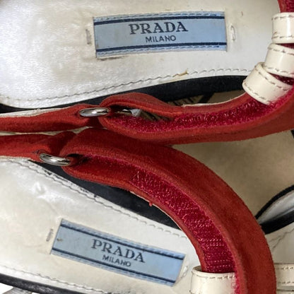 Prada Suede Patent Ankle Strap Heeled Sandals Size 35 1/2 Approx 22.5cm
