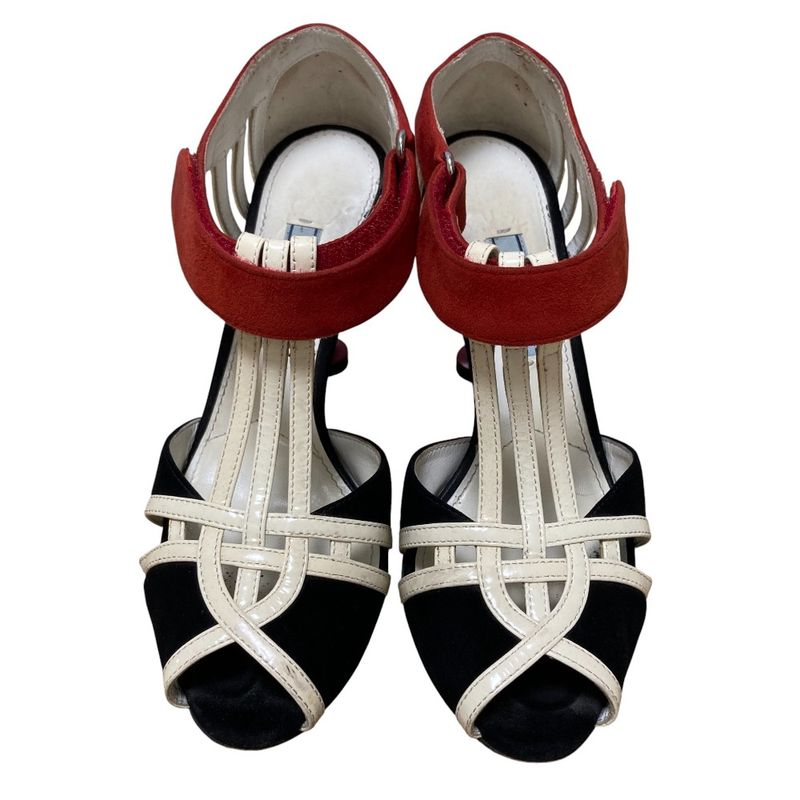Prada Suede Patent Ankle Strap Heeled Sandals Size 35 1/2 Approx 22.5cm