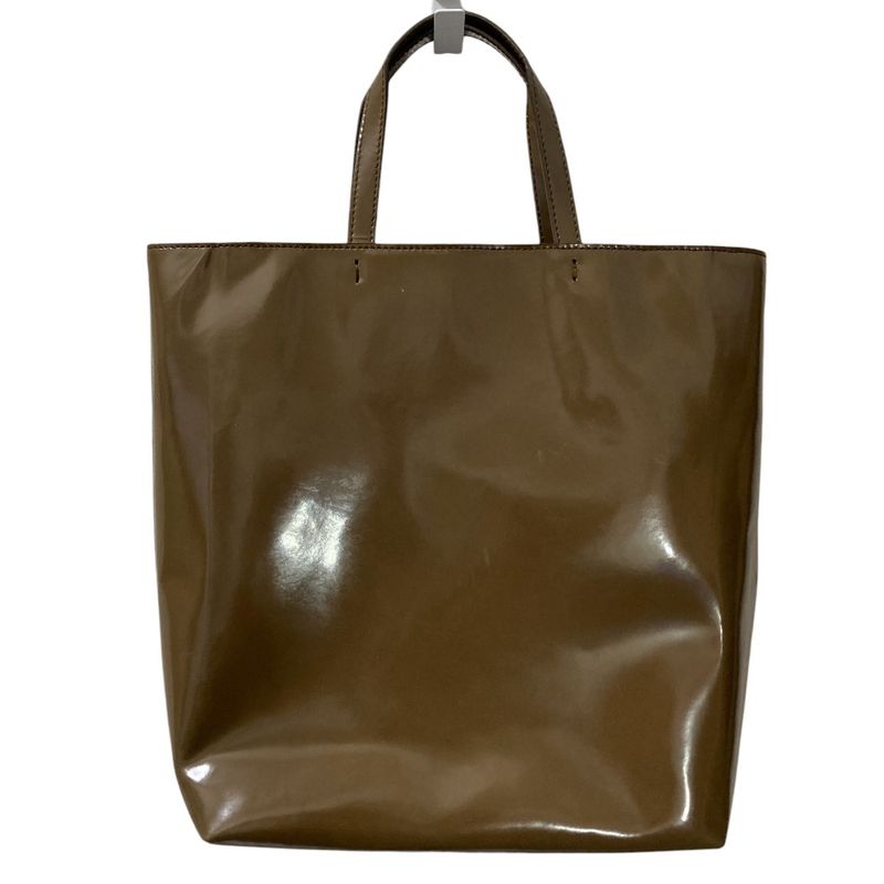 Good Prada Coated Leather Tote Bag Khaki Women's Used