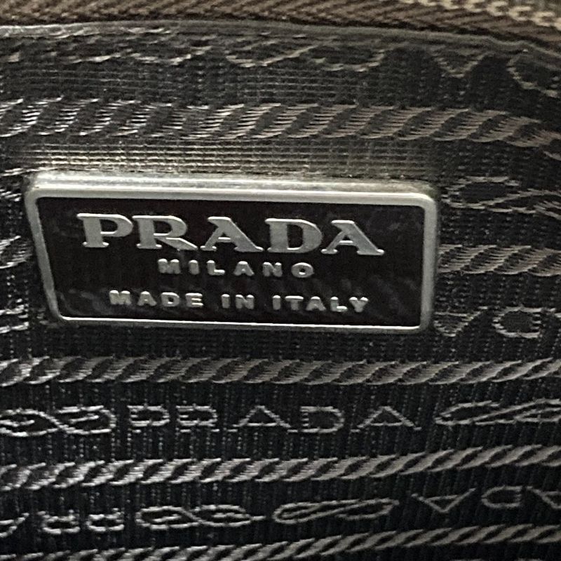 Good Prada Coated Leather Tote Bag Khaki Women's Used