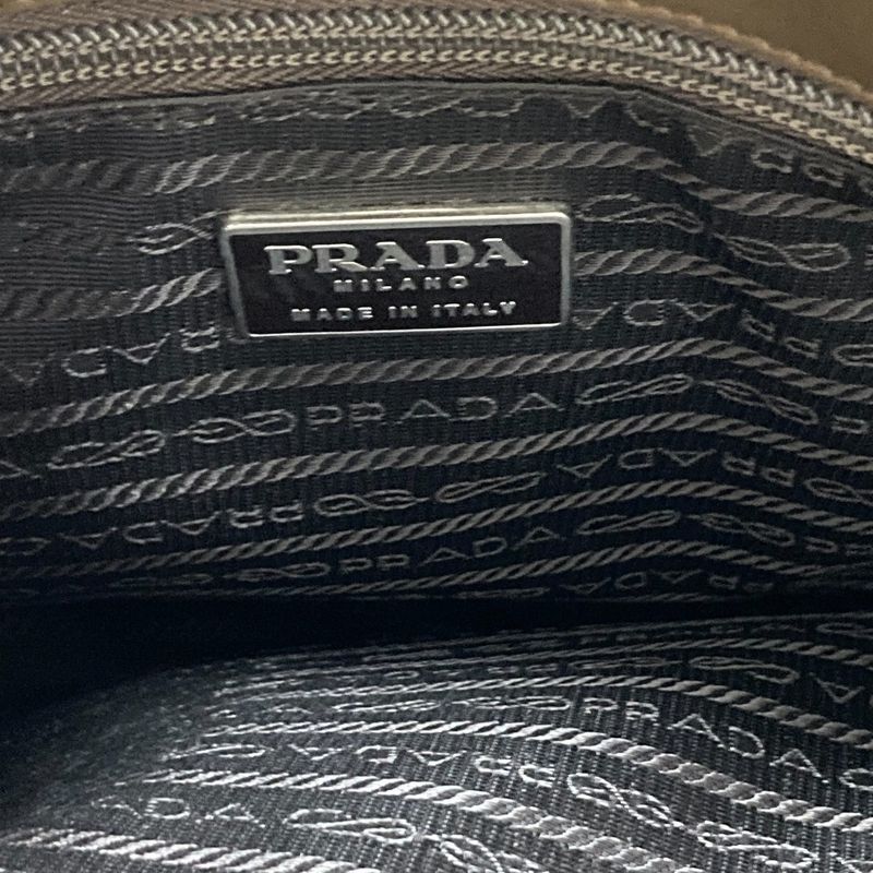 Good Prada Coated Leather Tote Bag Khaki Women's Used