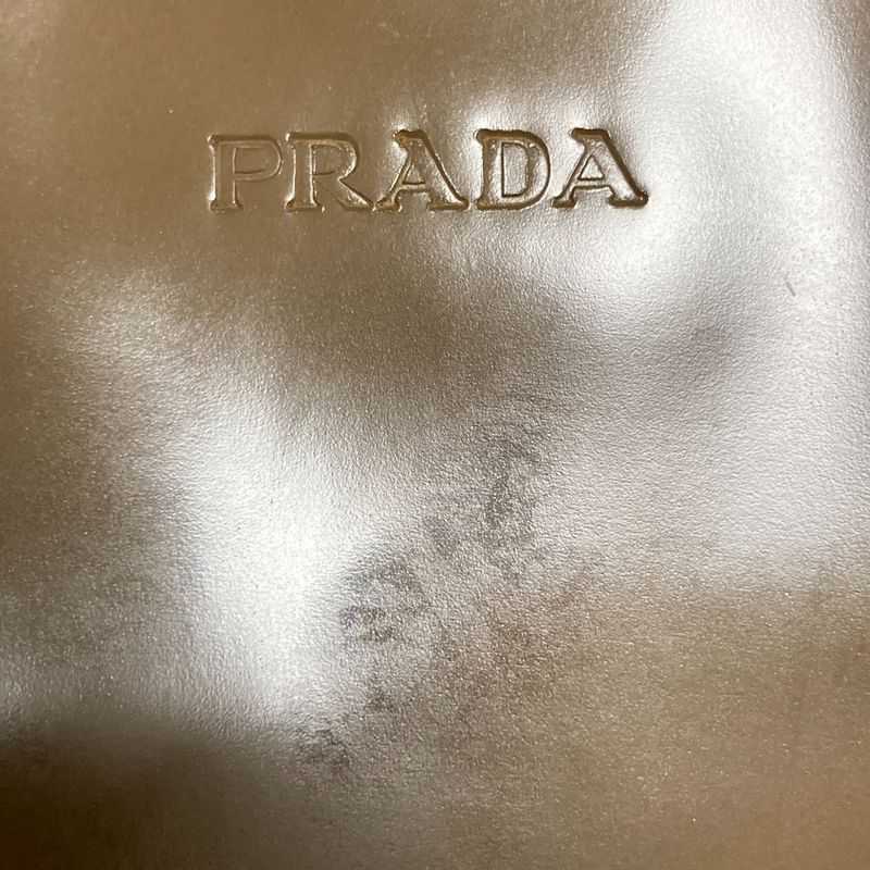 Good Prada Coated Leather Tote Bag Khaki Women's Used