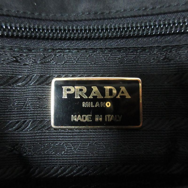 Good Prada Nylon and Leather Handbag Black Brown Women's Used