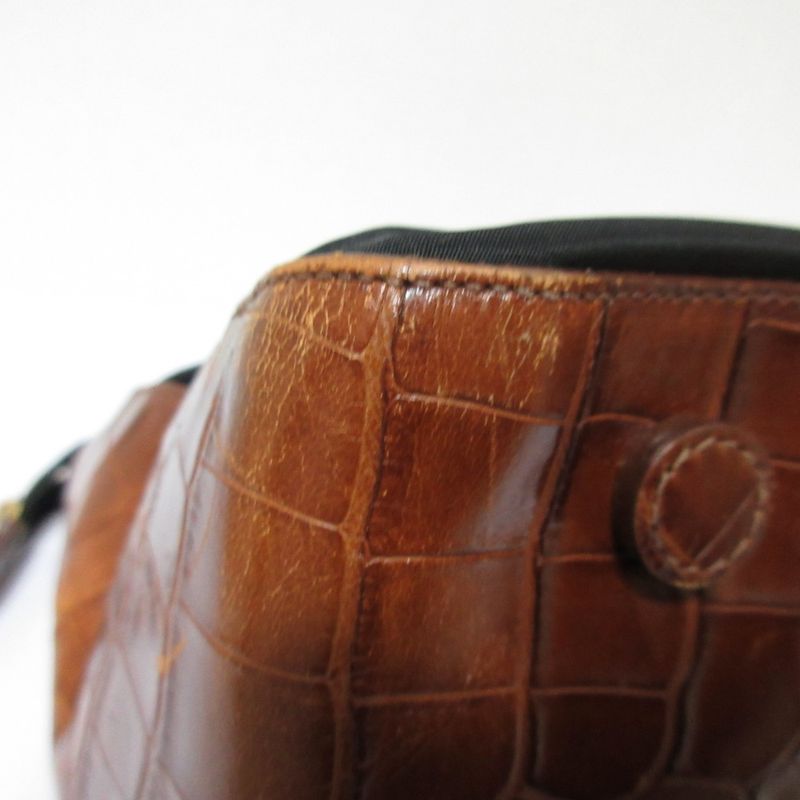 Good Prada Nylon and Leather Handbag Black Brown Women's Used