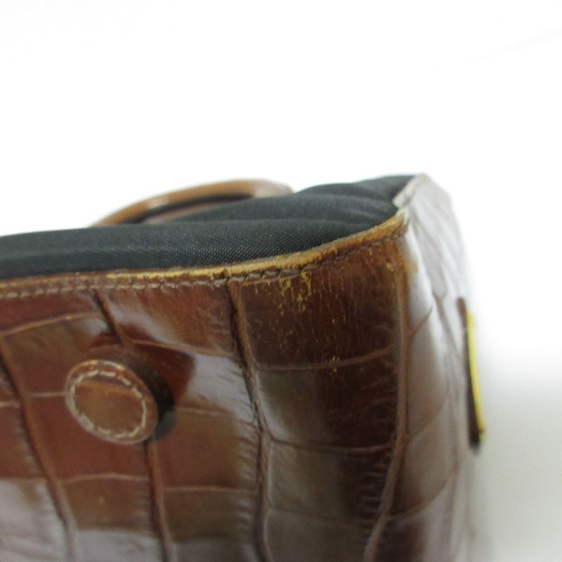 Good Prada Nylon and Leather Handbag Black Brown Women's Used