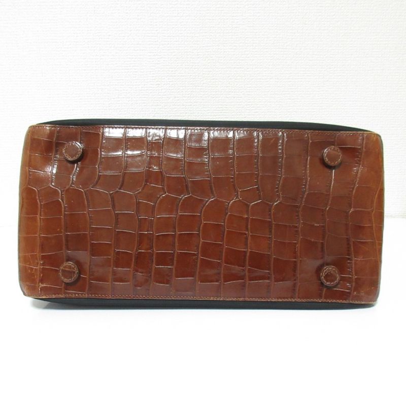 Good Prada Nylon and Leather Handbag Black Brown Women's Used